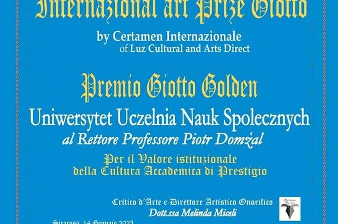 ROMA: 17 GENNAIO 2023, UNIVERSITÀ UCZENIA NAUK SPOLCEZNYCH PREMIATA IN CAMPIDOGLIO DA INTERNATIONAL ART PRIZE GIOTTO